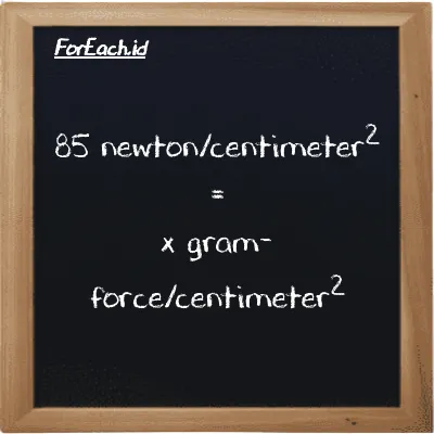 Example newton/centimeter<sup>2</sup> to gram-force/centimeter<sup>2</sup> conversion (85 N/cm<sup>2</sup> to gf/cm<sup>2</sup>)